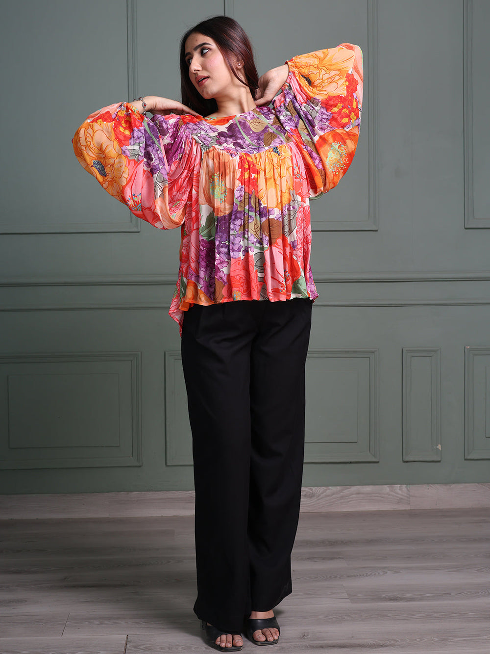 Multicolor-Viscose-Abstract-Floral-Printed-Top