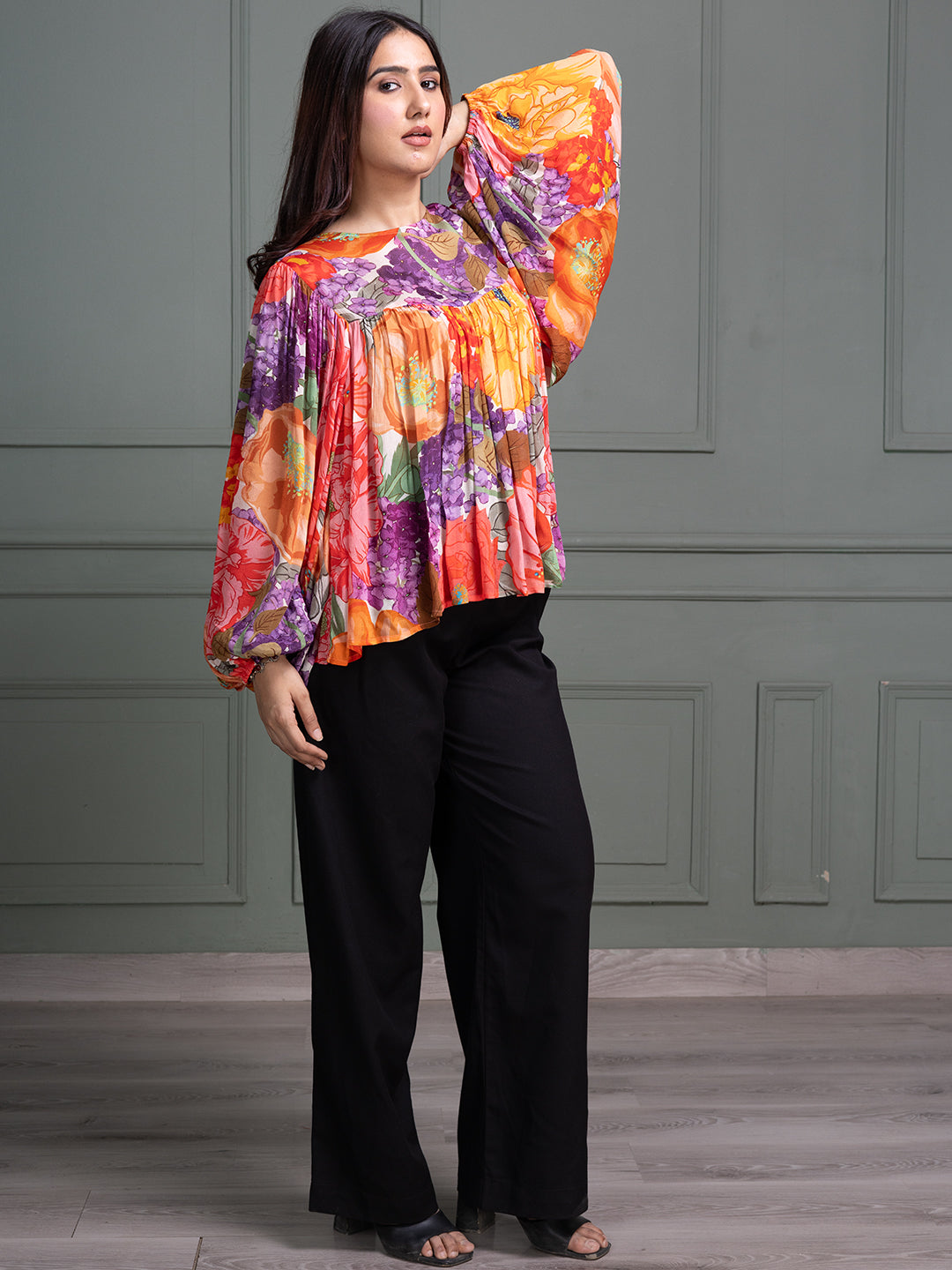 Multicolor-Viscose-Abstract-Floral-Printed-Top