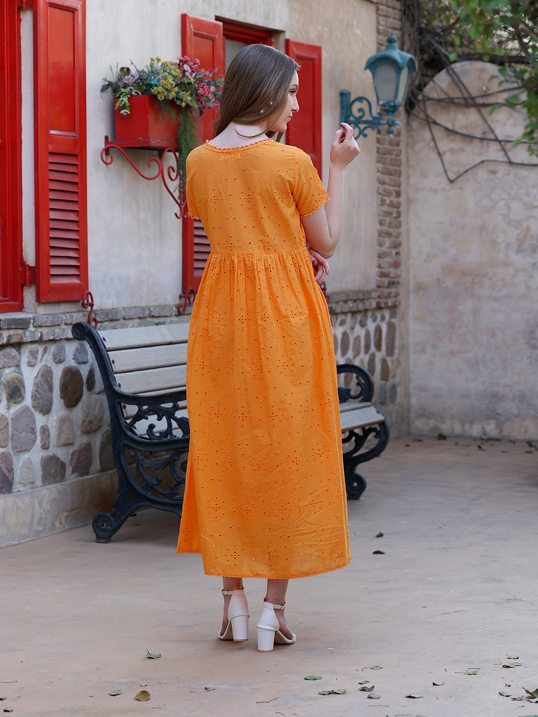 Orange-Cotton-Lace-Detailing-Schiffly-Maxi-Dress