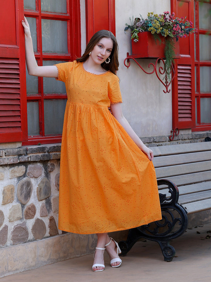 Orange-Cotton-Lace-Detailing-Schiffly-Maxi-Dress