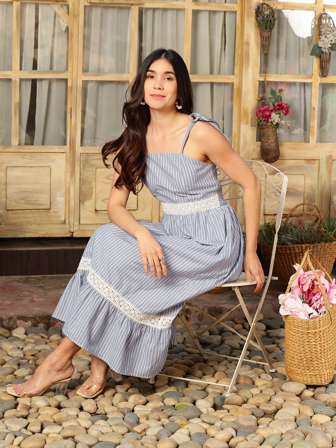 Blue-Cotton-Stripe-Lace-Detailing-Maxi-Dress