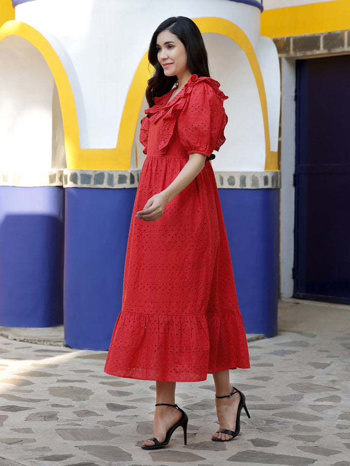 Red-Cotton-Embroidered-Schiffli-Midi-Dress