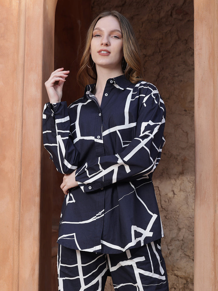 Navy-Blue-Cotton-Printed-Co-Ord-Set