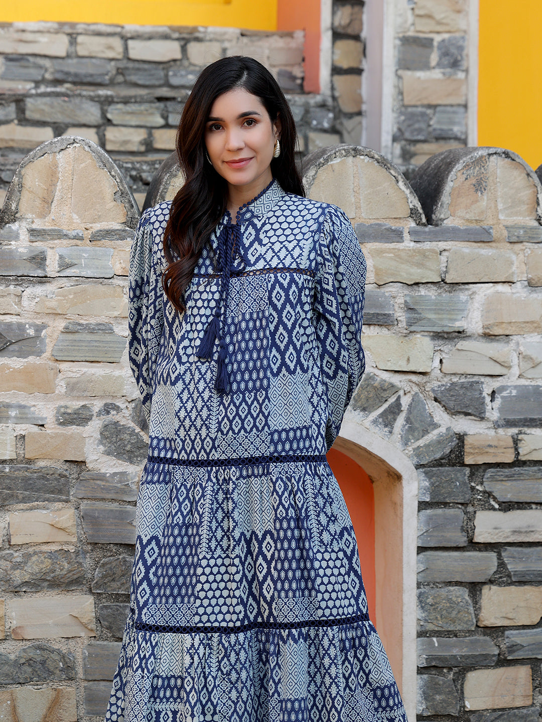 Indigo-Cotton-Printed-Maxi-Dress