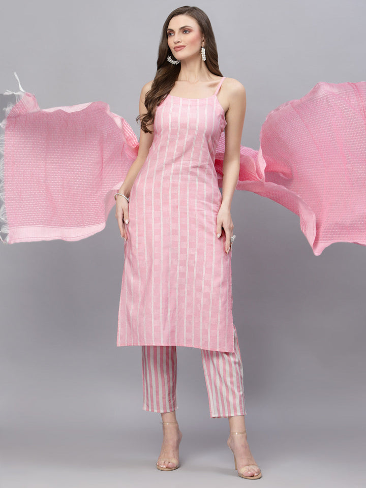 Light-Pink-Cotton-Blend-Designed-Straight-3-Piece-Kurta-Set