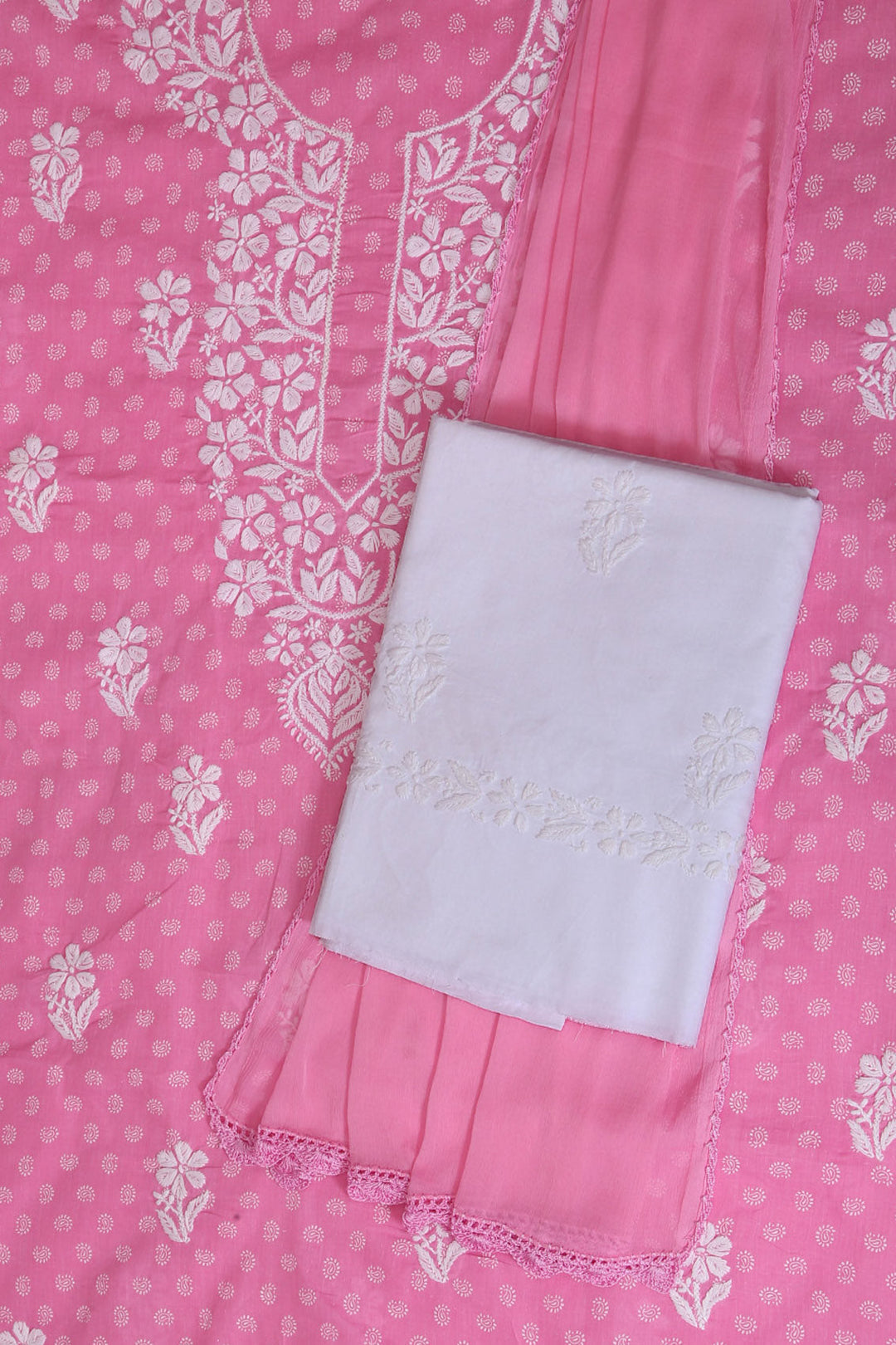 PInk-&-White-Cotton-Embroidery-Chikankari-Dress-Material