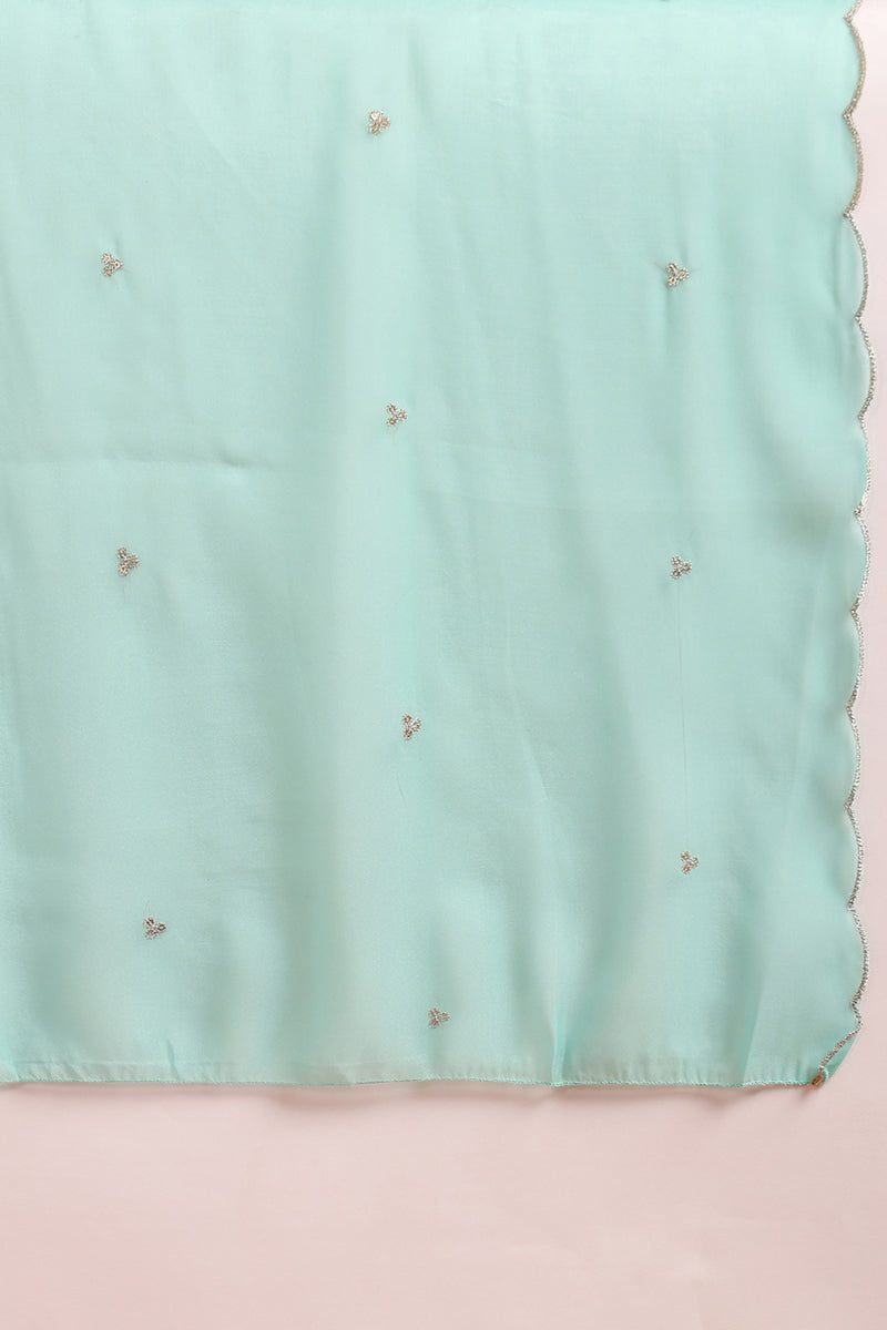 Turquoise-Blue-Poly-Silk-Solid-Yoke-Design-3-Piece-Suit-Set