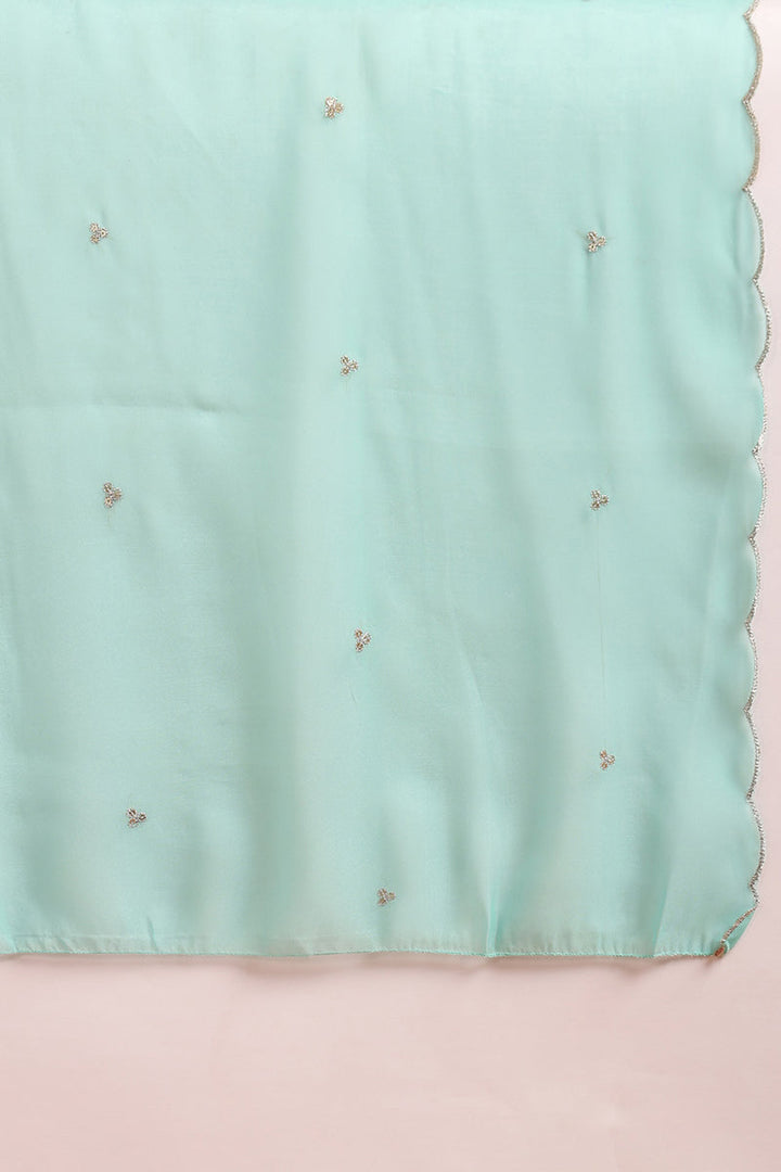 Turquoise-Blue-Poly-Silk-Solid-Yoke-Design-3-Piece-Suit-Set