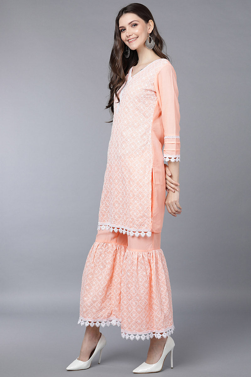 Peach-Poly-Silk-Embroidered-3-Piece-Kurta-Set