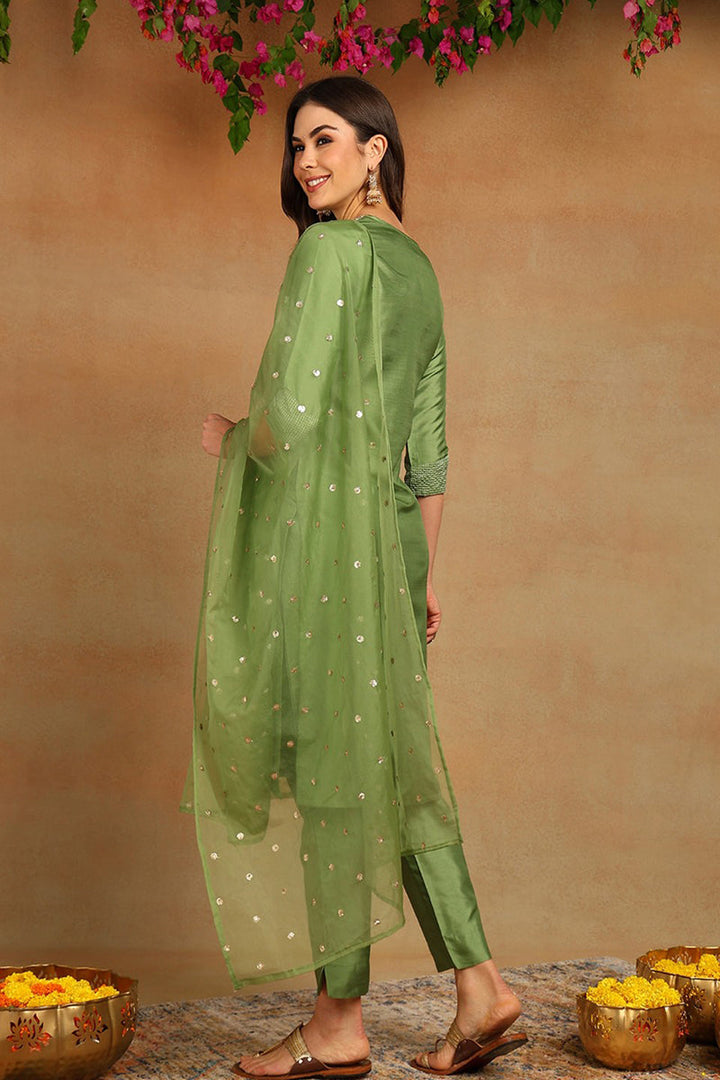 Green-Poly-Silk-Solid-Yoke-Design-3-Piece-Kurta-Set