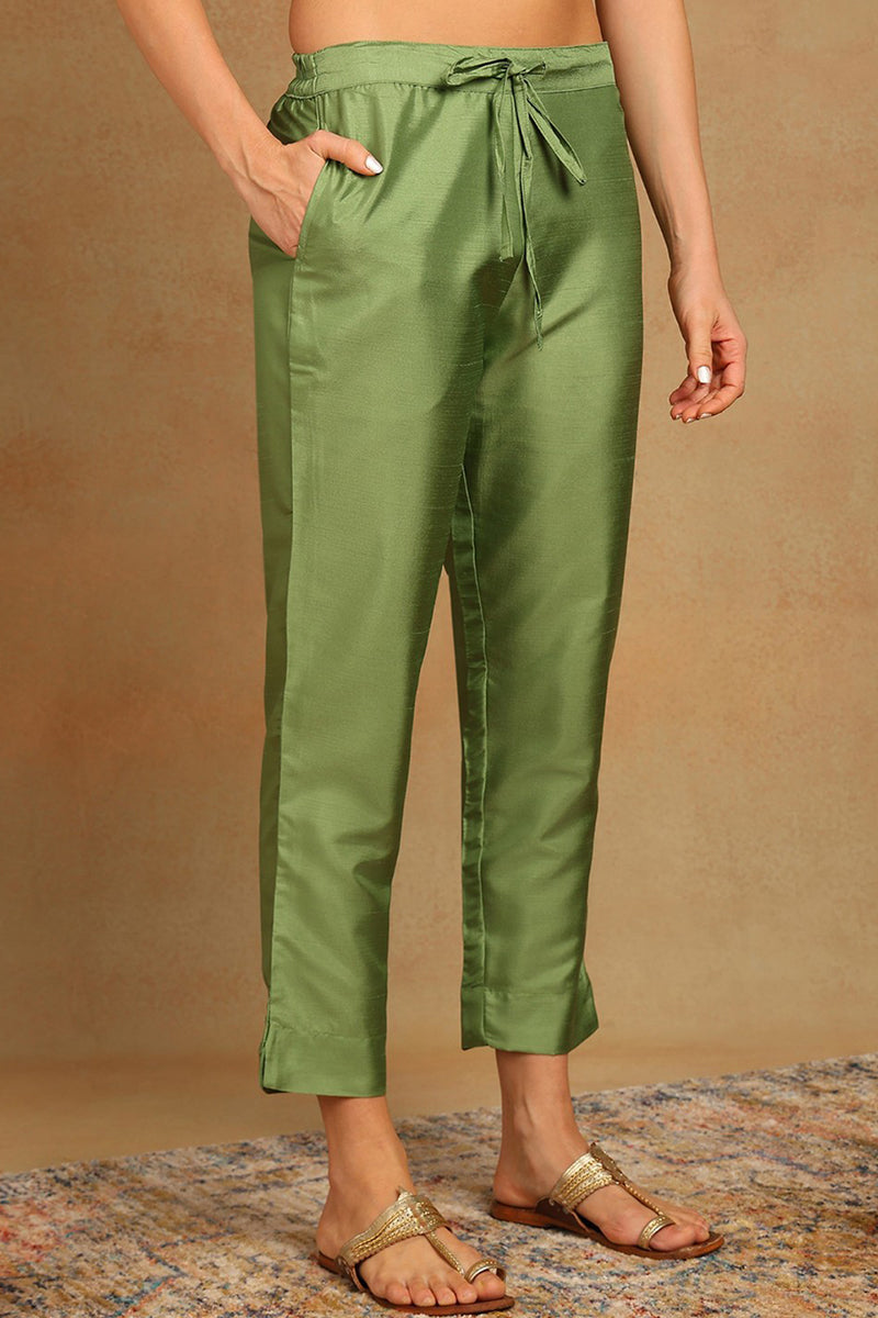 Green-Poly-Silk-Solid-Yoke-Design-3-Piece-Kurta-Set