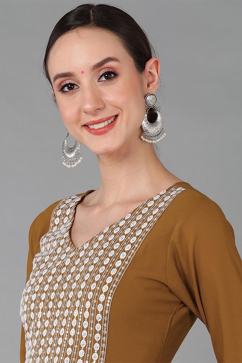 Mustard-Yellow-Poly-Georgette-Yoke-Design-Suit-Set