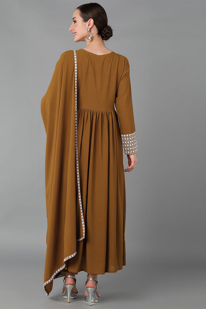 Mustard-Yellow-Poly-Georgette-Yoke-Design-Suit-Set