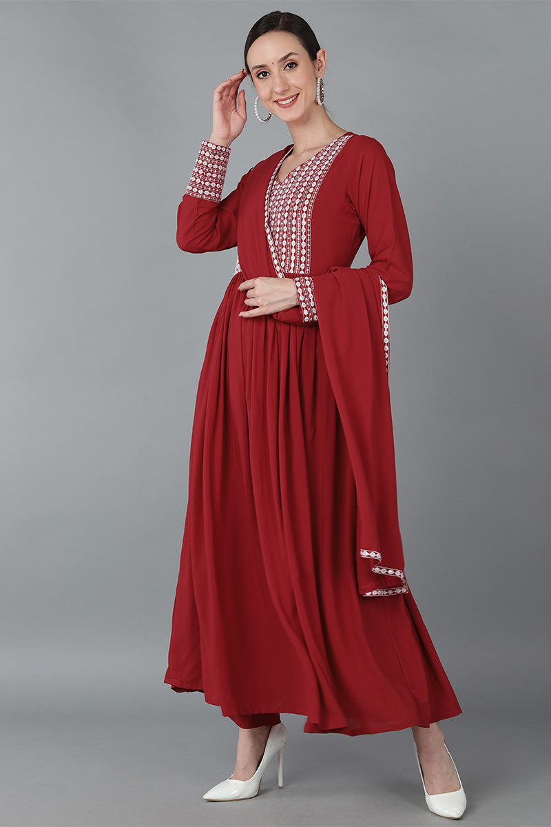 Red-Poly-Georgette-Yoke-Design-Suit-Set