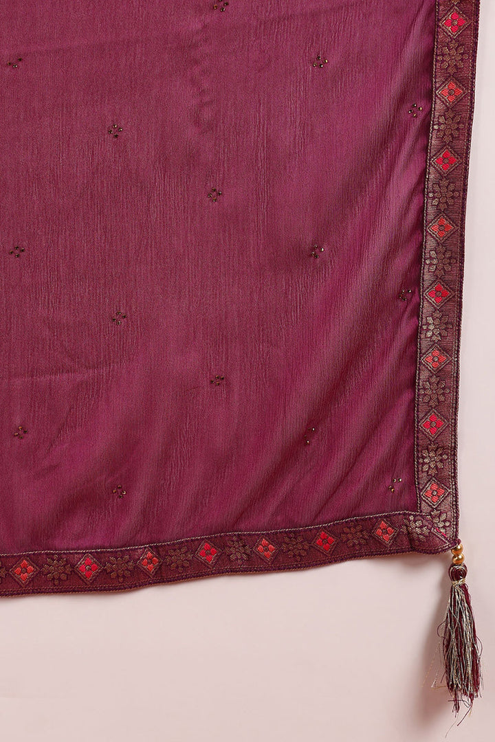 Poly-Silk-Maroon-Embroidered-Straight-Suit-Set