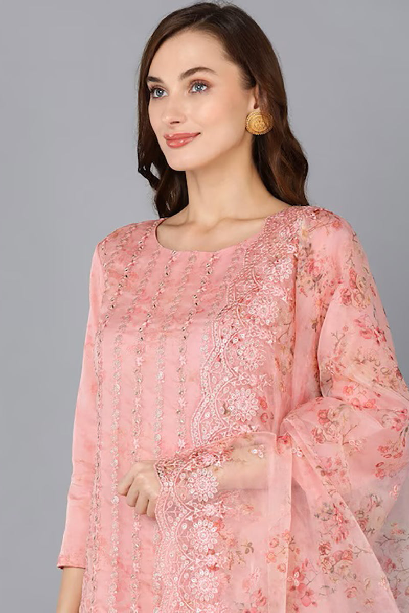 Peach-Organza-Ethnic-Motifs-Straight-Suit-Set