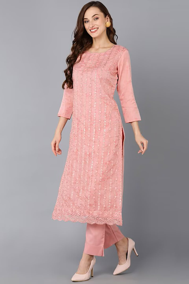Peach-Organza-Ethnic-Motifs-Straight-Suit-Set