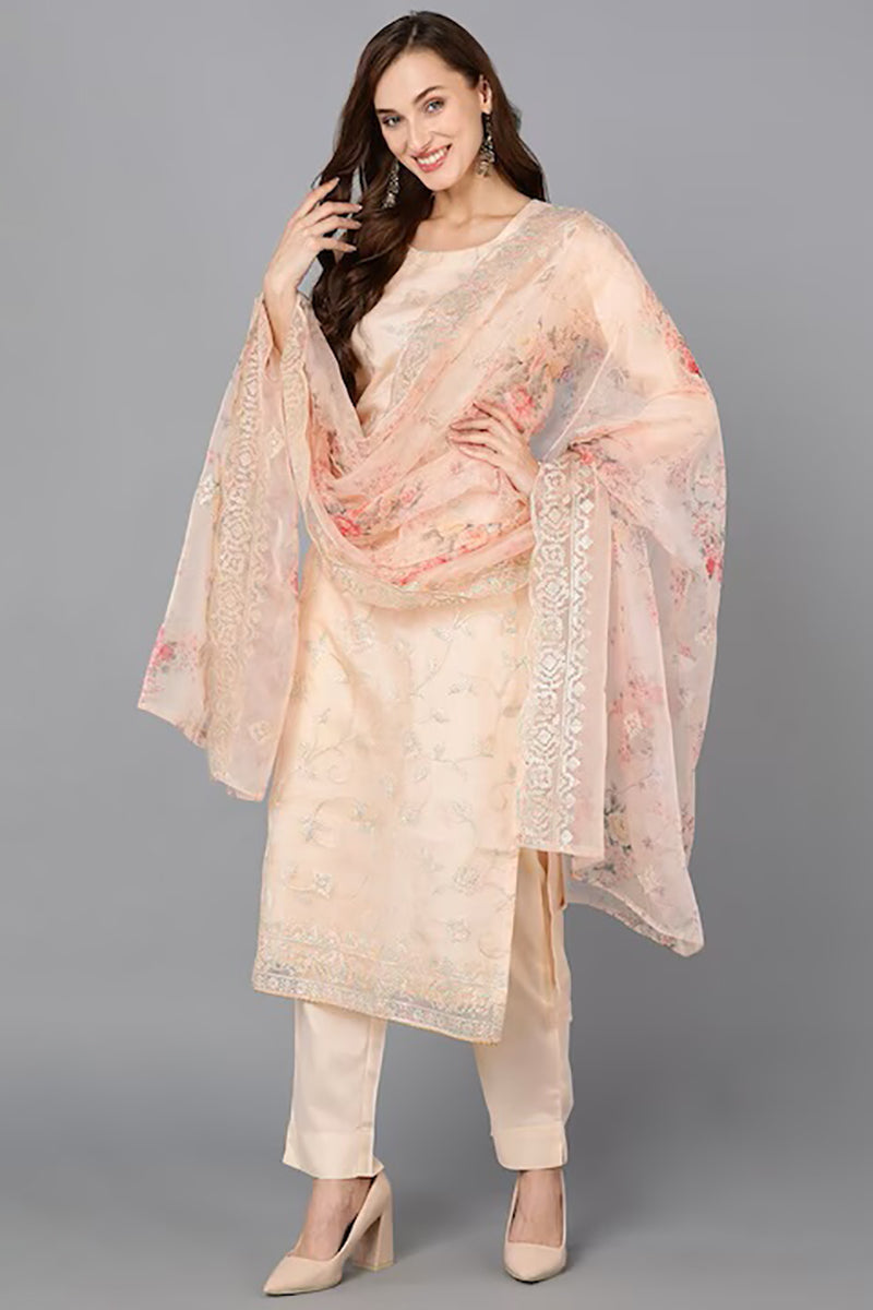 Peach-Organza-Ethnic-Motifs-Straight-Suit-Set