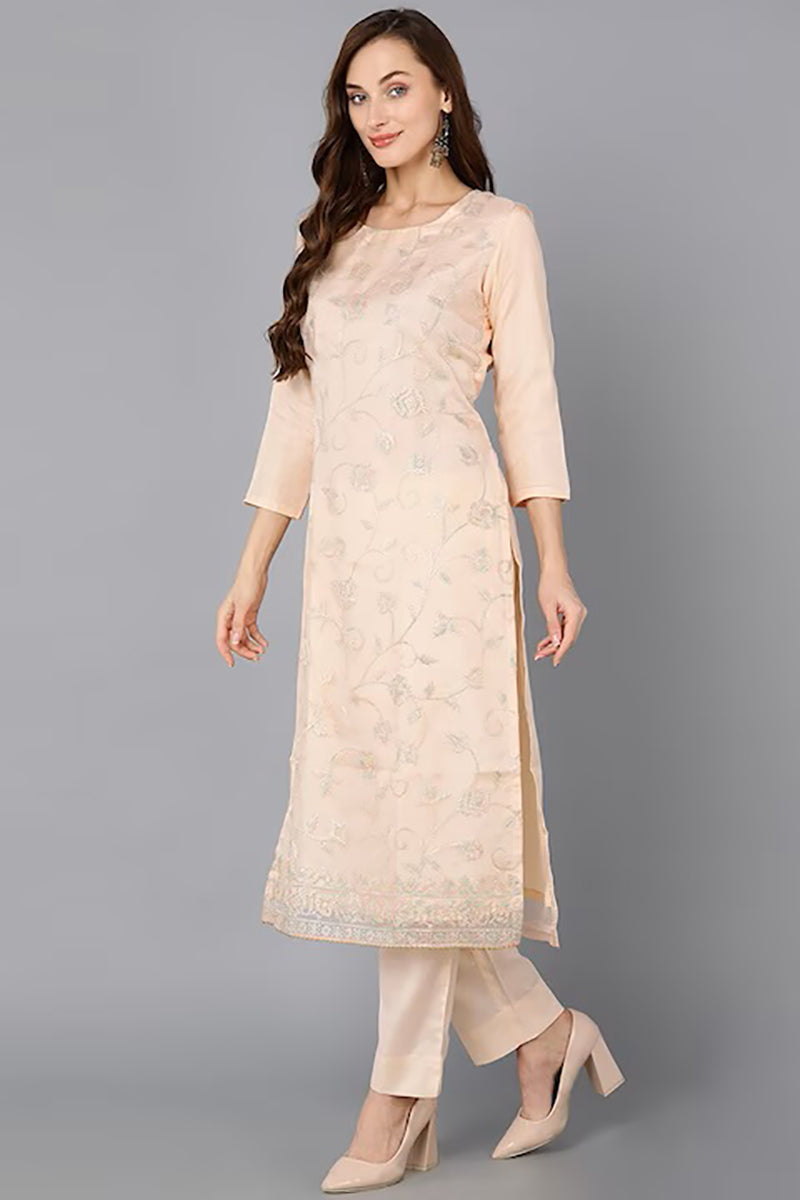 Peach-Organza-Ethnic-Motifs-Straight-Suit-Set