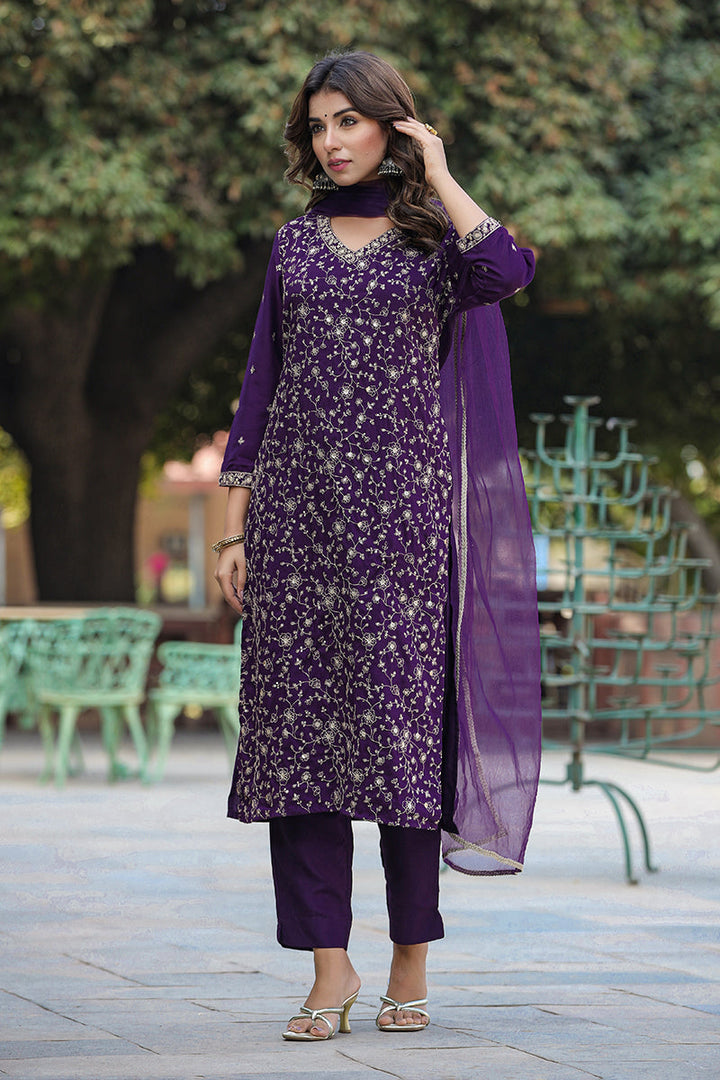 Purple-Silk-Blend-Ethnic-Motifs-Straight-Suit-Set