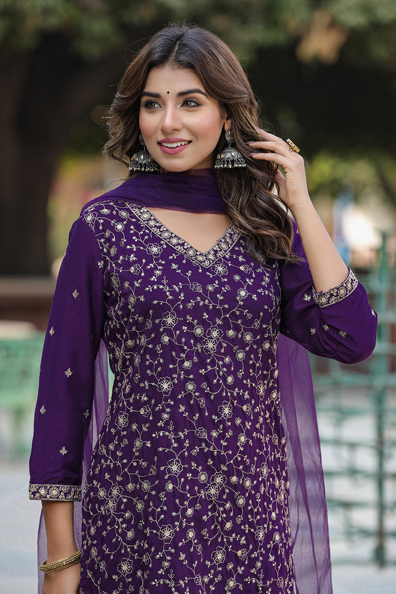 Purple-Silk-Blend-Ethnic-Motifs-Straight-Suit-Set