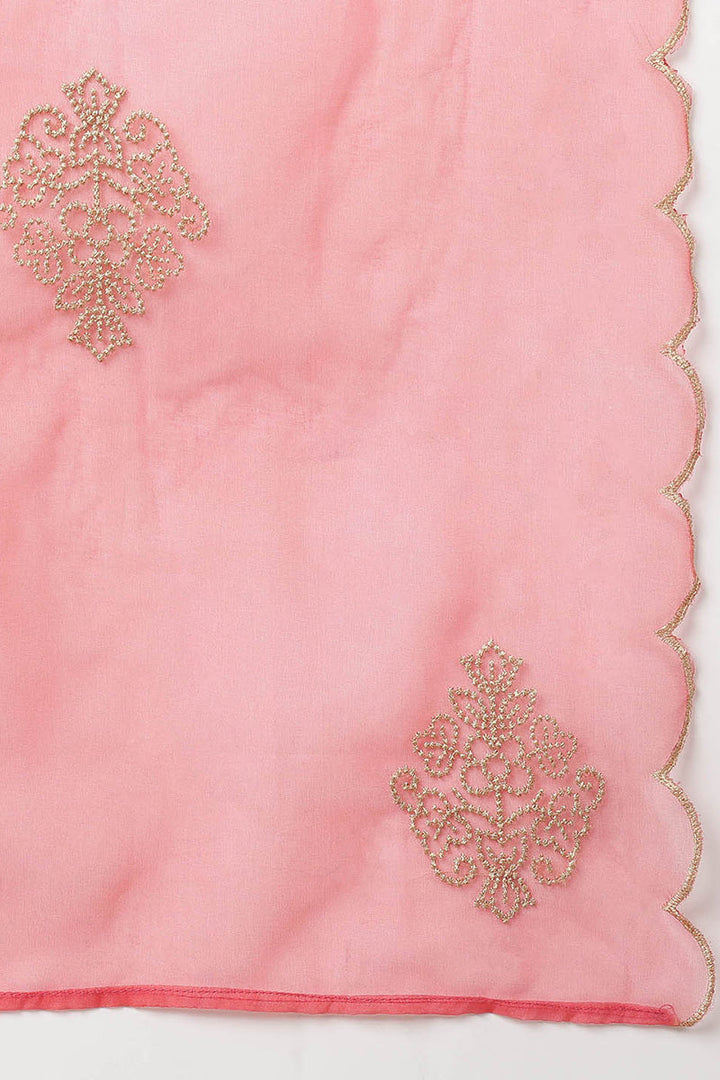Pink-Silk-Blend-Straight-Kurta-Palazzo-With-Dupatta