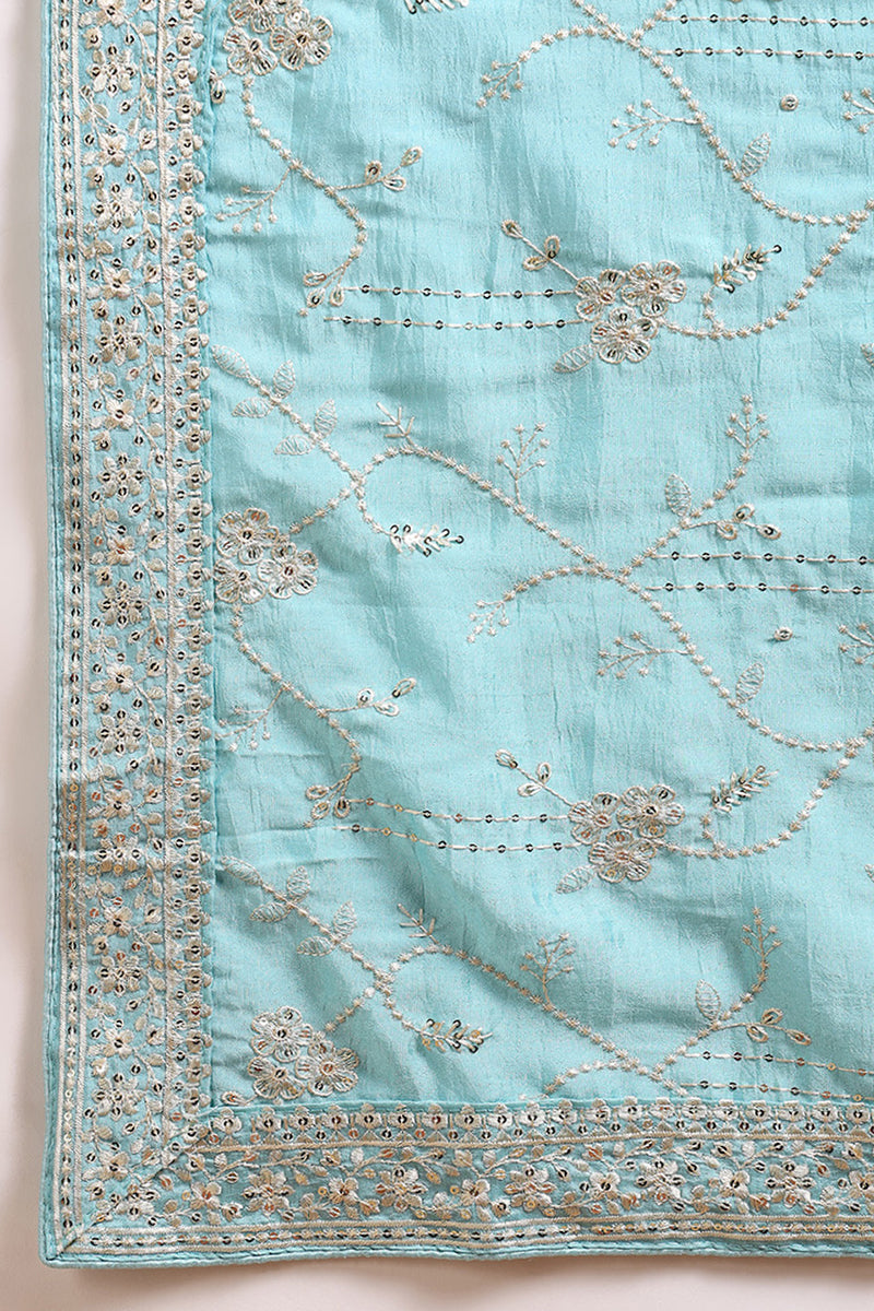 Blue-Silk-Blend-Straight-3-Piece-Kurta-Set