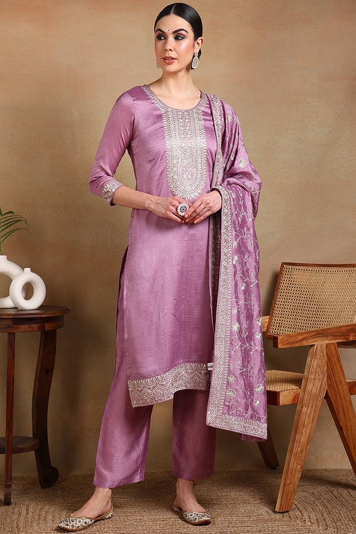 ZERESOUQ-Lavender-Silk-Blend-Machine-Woven-Straight-Suit-Set