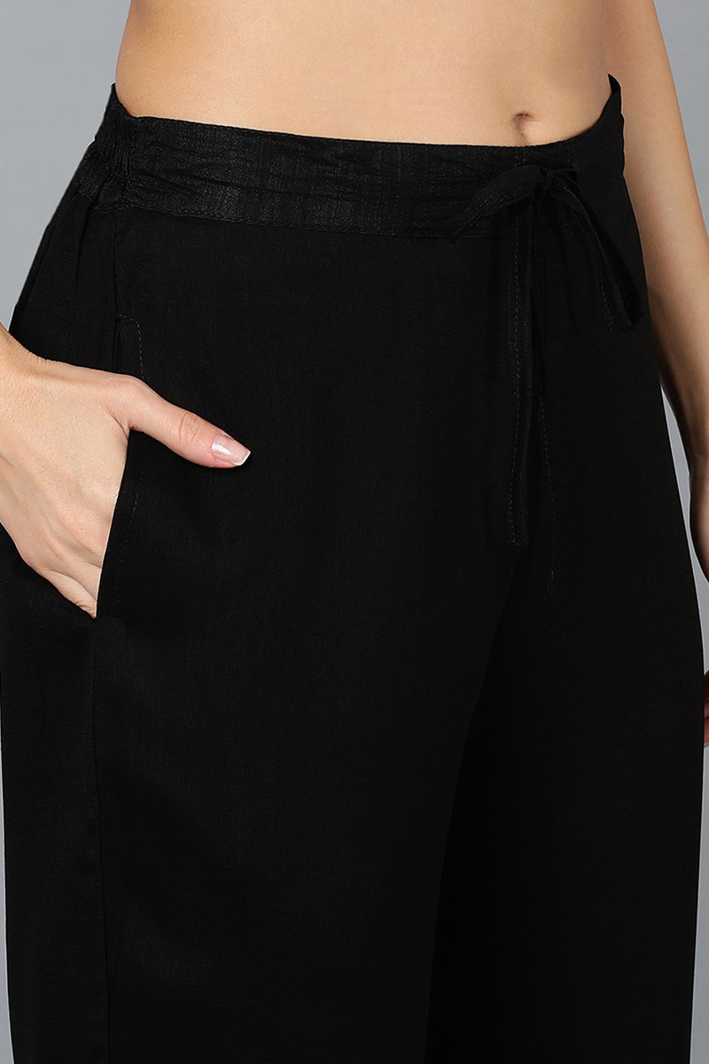 Black-Silk-Blend-Straight-3-Piece-Kurta-Set