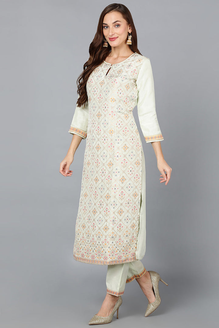 Green-Silk-Blend-Straight-Woven-Design-3-Piece-Kurta-Set