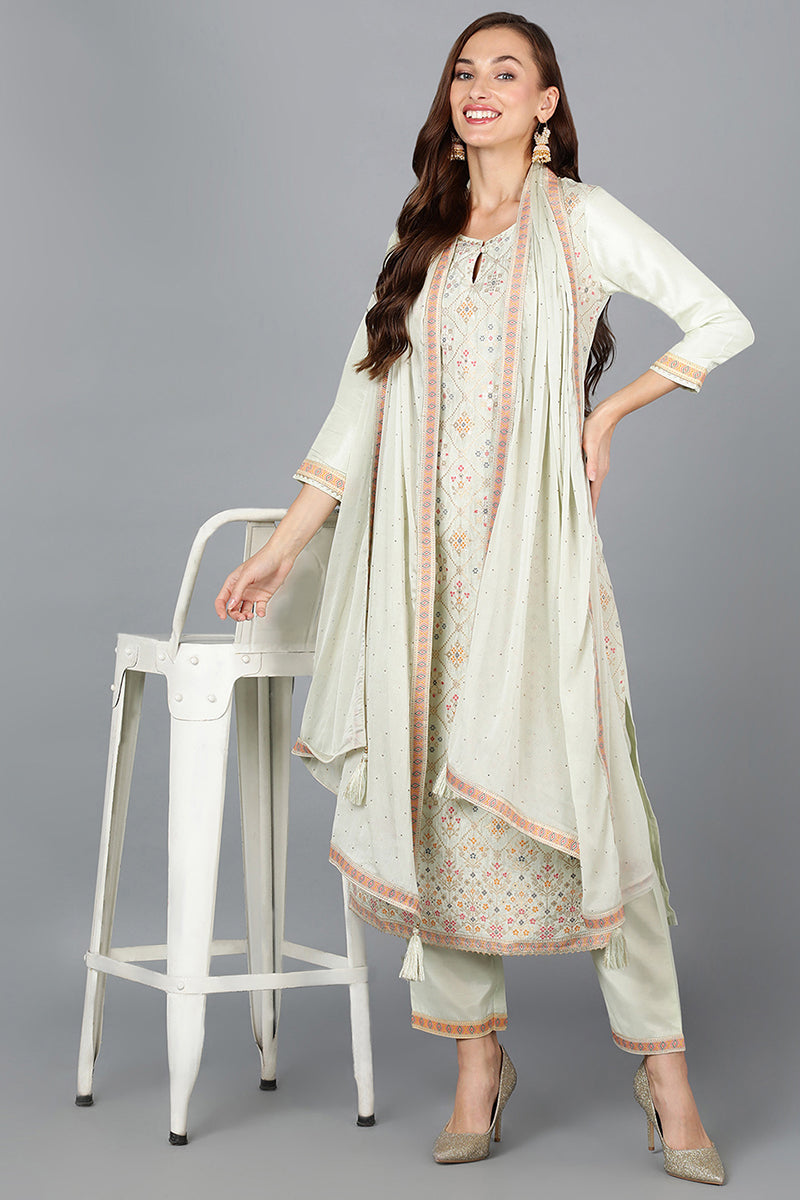 Green-Silk-Blend-Straight-Woven-Design-3-Piece-Kurta-Set