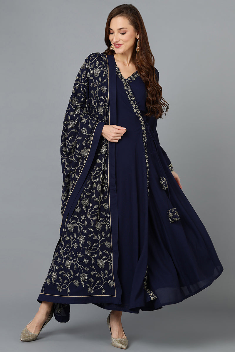 Prussian-Blue-Poly-Georgette-3-Piece-Angrakha-Suit-Set