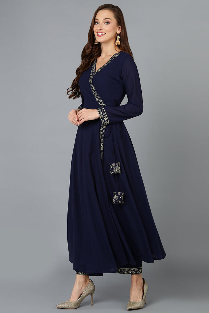 Prussian-Blue-Poly-Georgette-3-Piece-Angrakha-Suit-Set