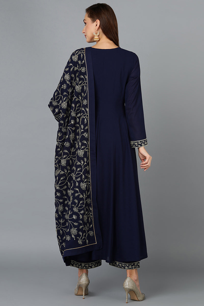 Prussian-Blue-Poly-Georgette-3-Piece-Angrakha-Suit-Set