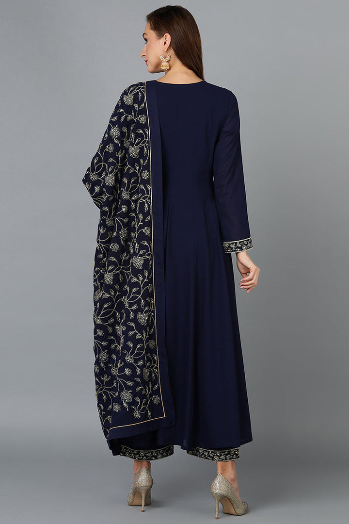 Prussian-Blue-Poly-Georgette-3-Piece-Angrakha-Suit-Set