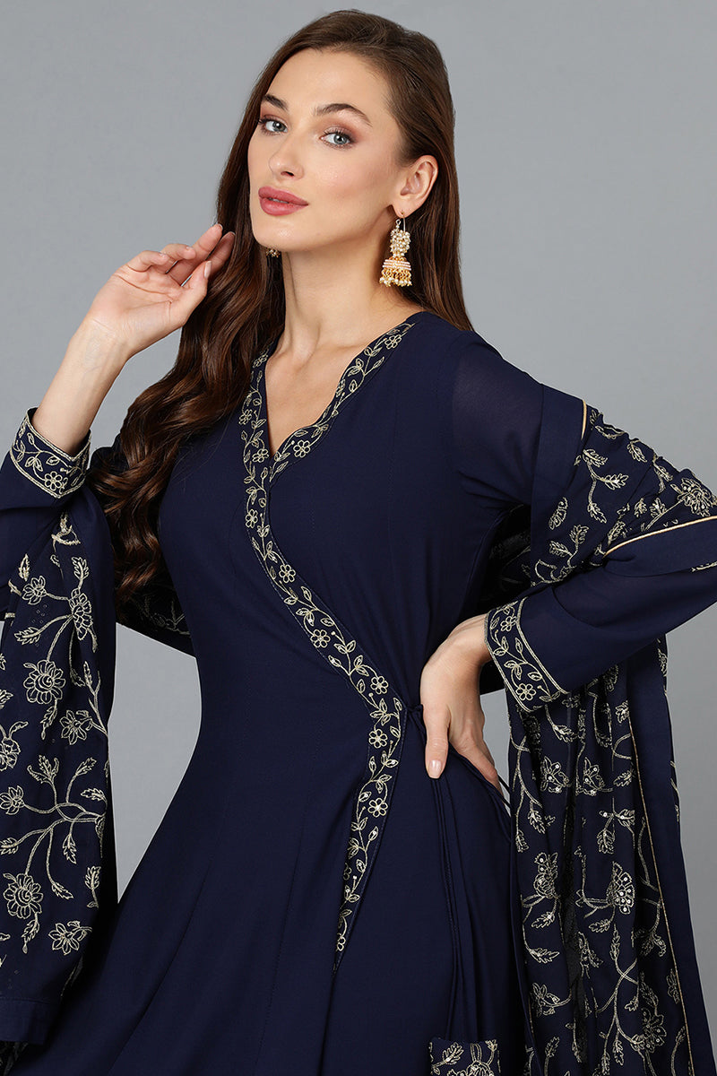 Prussian-Blue-Poly-Georgette-3-Piece-Angrakha-Suit-Set
