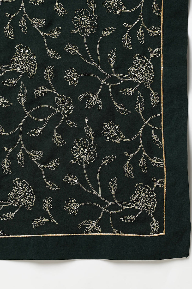 Dark-Green-Poly-Georgette-3-Piece-Angrakha-Suit-Set