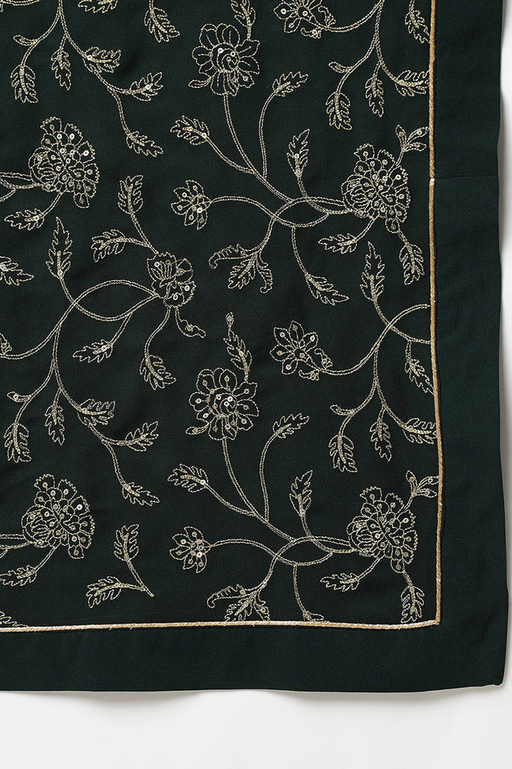 Dark-Green-Poly-Georgette-3-Piece-Angrakha-Suit-Set