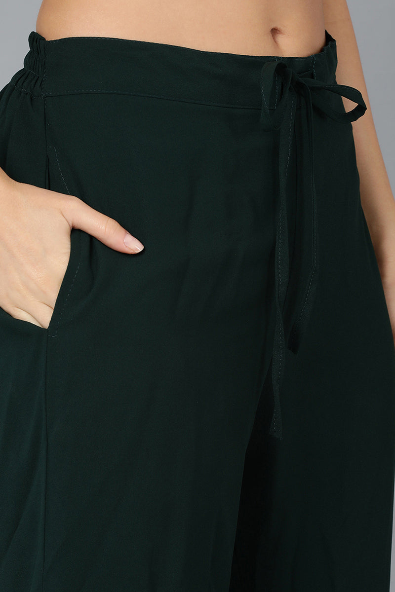 Dark-Green-Poly-Georgette-3-Piece-Angrakha-Suit-Set