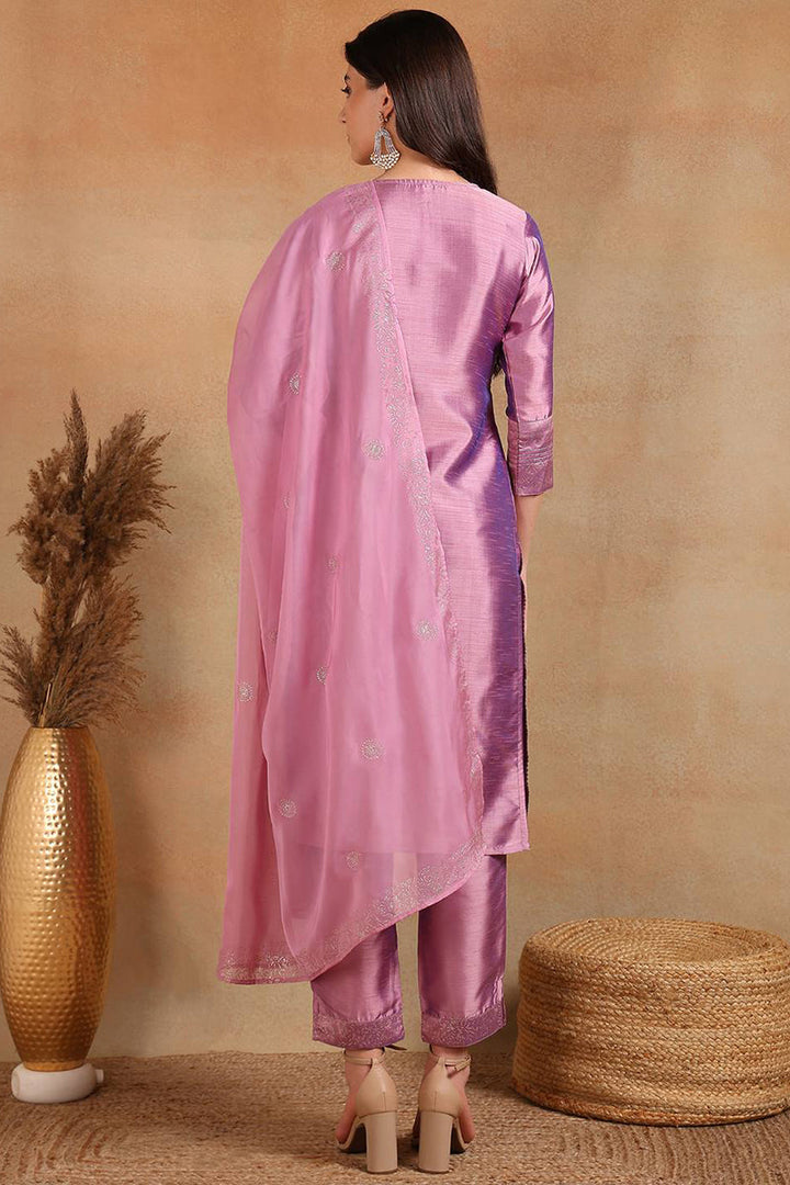 Lavender-Silk-Blend-Straight-3-Piece-Kurta-Set