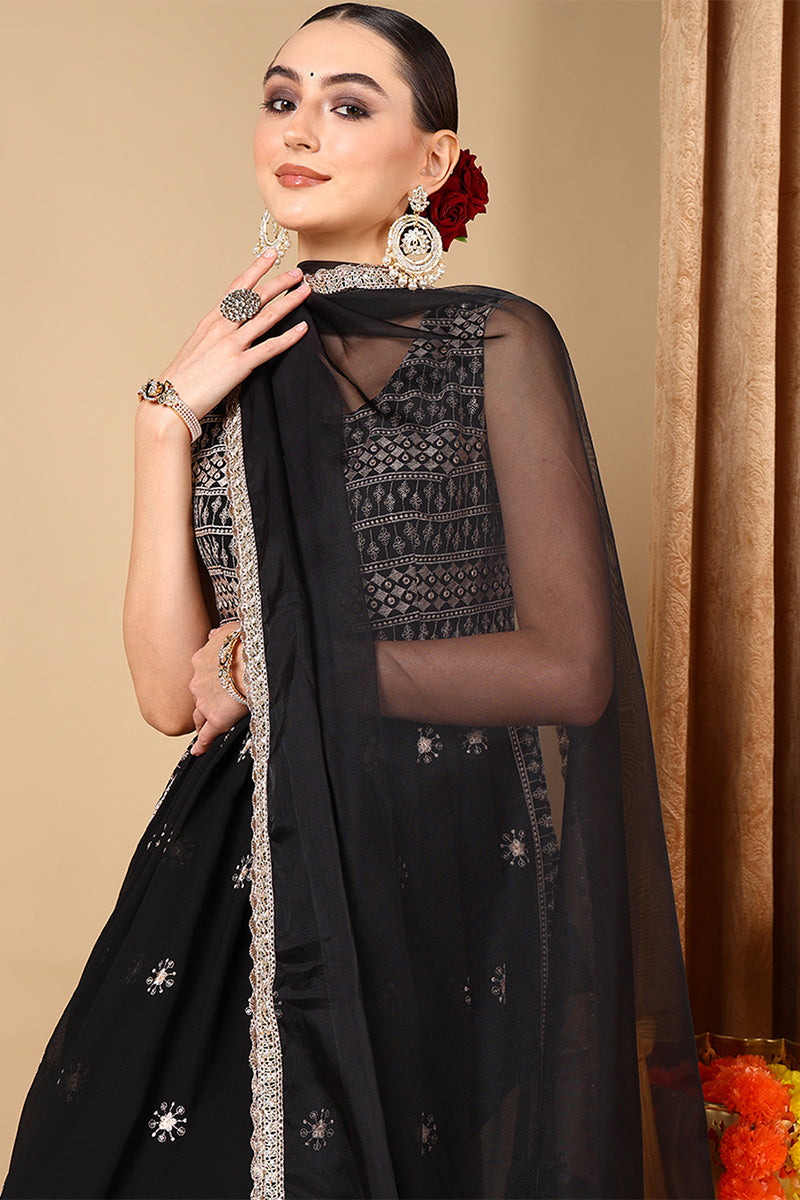 Black-Poly-Georgette-Embroidered-Straight-Suit-Set