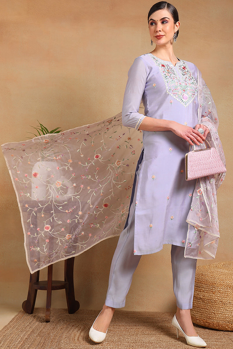 Purple-Silk-Blend-Solid-Embroidered-3-Piece-Kurta-Set