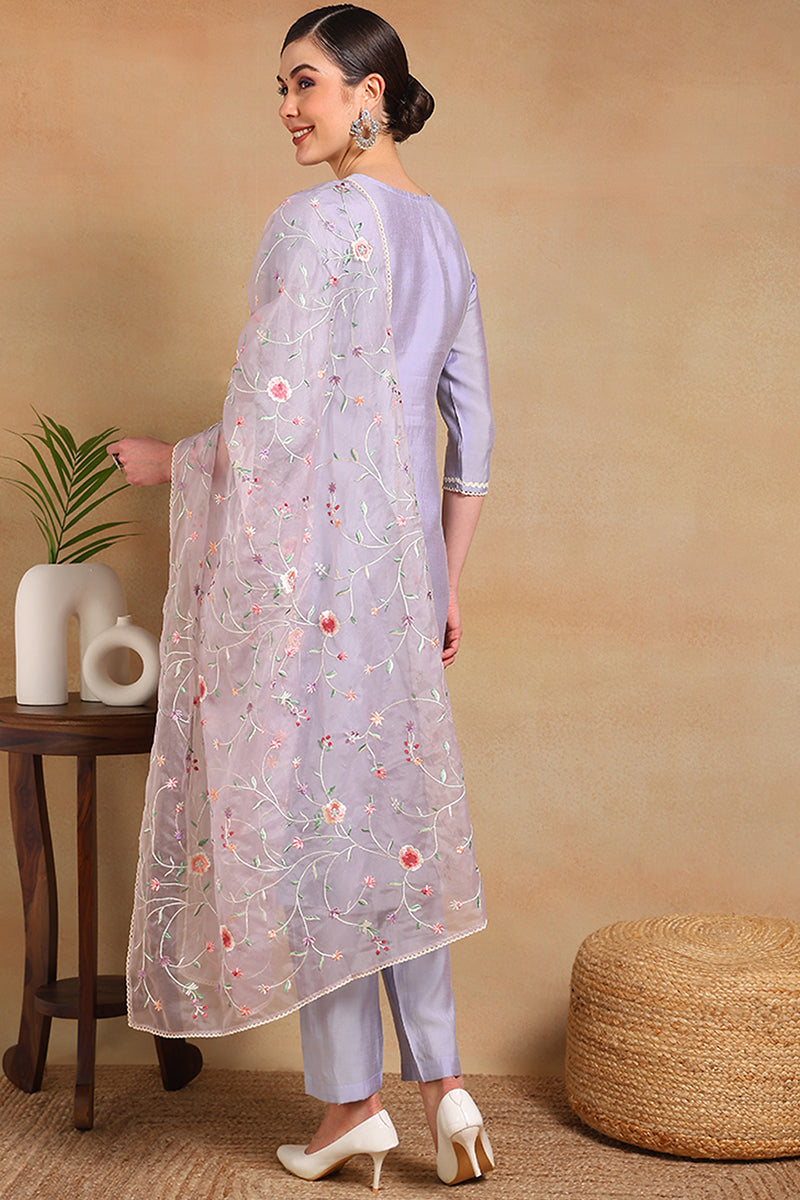 Purple-Silk-Blend-Solid-Embroidered-3-Piece-Kurta-Set