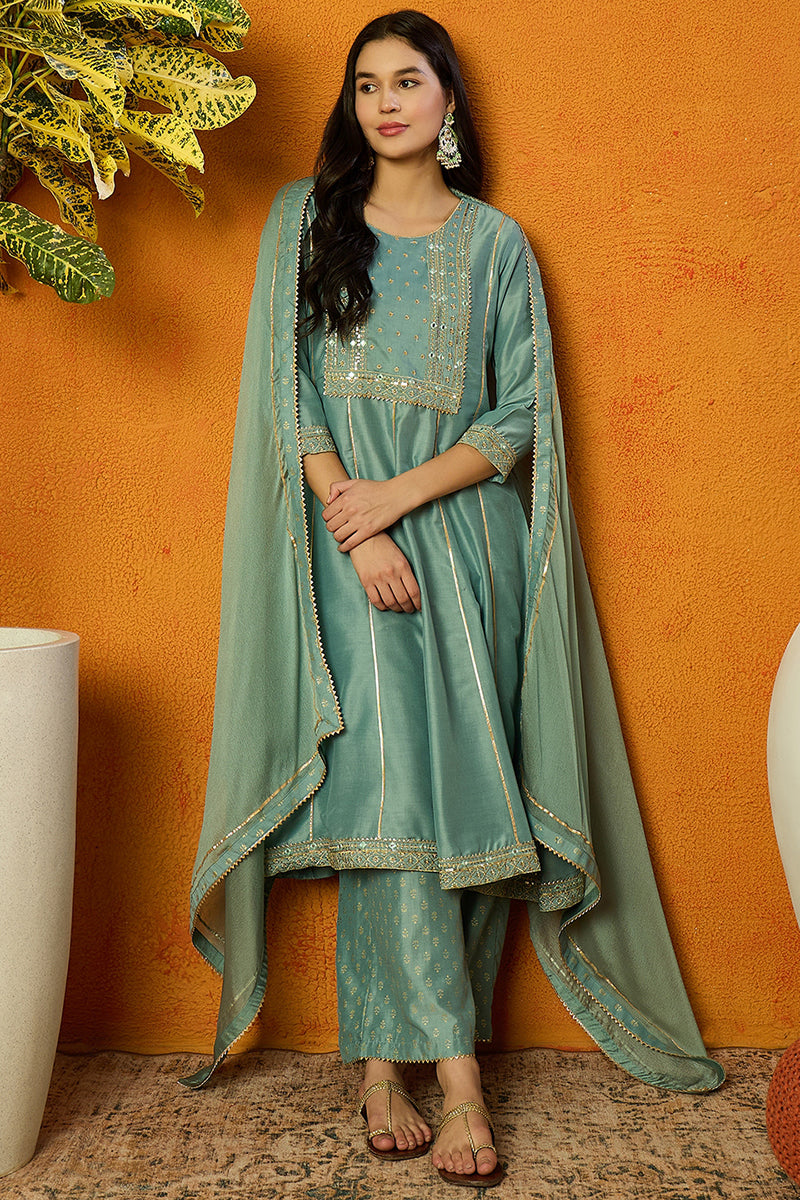 Sea-Green-Silk-Blend-Solid-Embroidered-3-Piece-Anarkali-Set