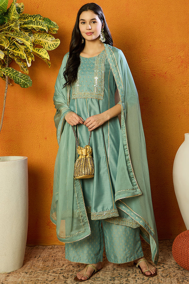 Sea-Green-Silk-Blend-Solid-Embroidered-3-Piece-Anarkali-Set