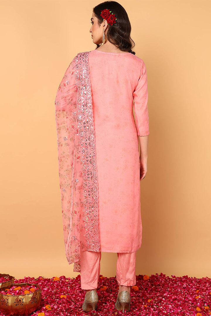 ZERESOUQ-Pink-Organza-Floral-Embroidered-Straight-3-Piece-Kurta-Set