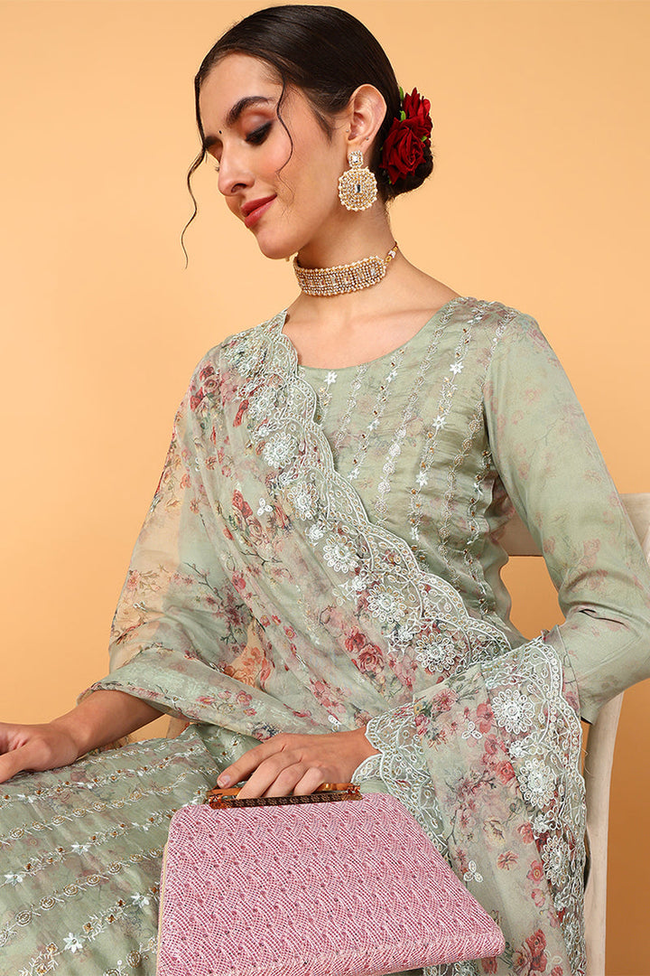 ZERESOUQ-Green-Organza-Floral-Embroidered-Straight-3-Piece-Kurta-Set