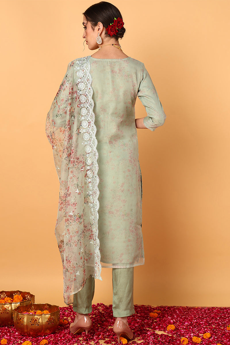 ZERESOUQ-Green-Organza-Floral-Embroidered-Straight-3-Piece-Kurta-Set