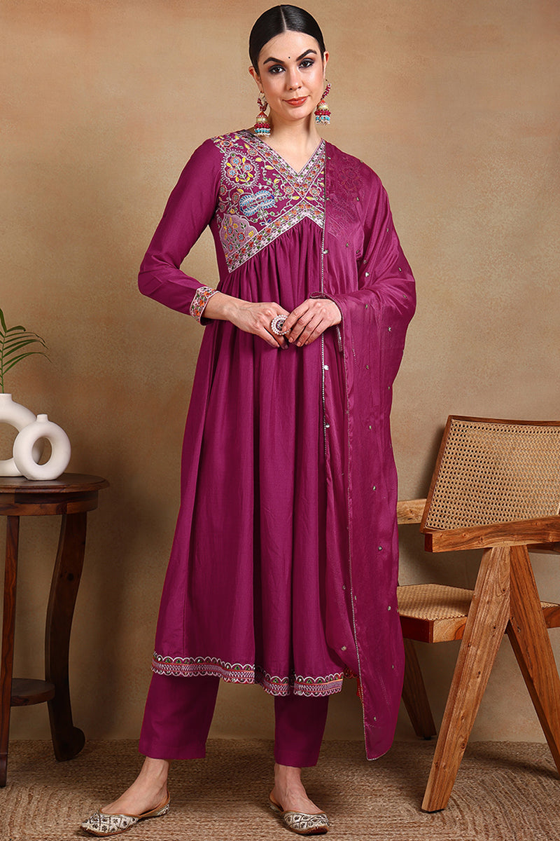 White-Silk-Blend-Embroidered-Straight-3-Piece-Kurta-Set