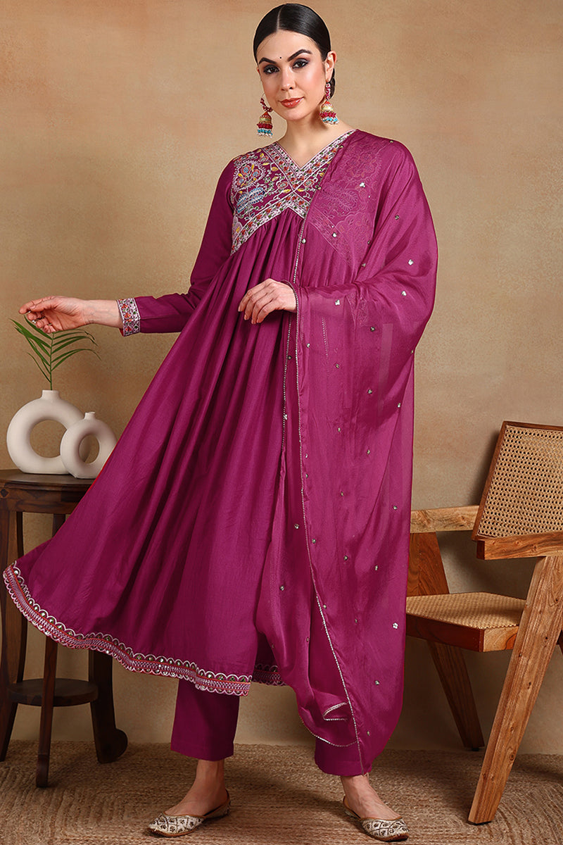 White-Silk-Blend-Embroidered-Straight-3-Piece-Kurta-Set